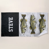 Geviste kool Naam largemouth Bass Fish Name Rugged Strandlaken (Voorkant)