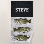 Geviste kool Naam largemouth Bass Fish Name Rugged Strandlaken (Voorkant)