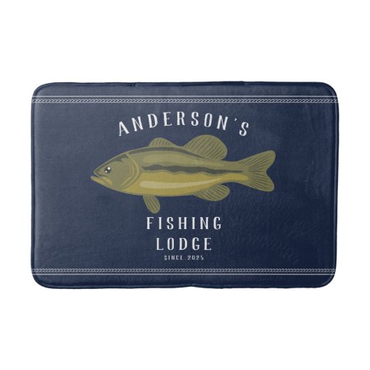 Geviste lodge in blauw, bas en familie badmat (Voorkant)