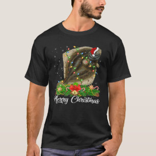 Geviste Lover Matching Santa Hat Halibut Fish Chri T-shirt