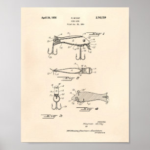 Geviste Lure 1956 Patent Art Old Peper Poster