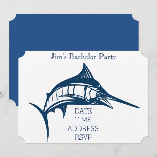 Geviste nautische zwaardvis Bachelor Party Kaart (Voorkant / Achterkant)