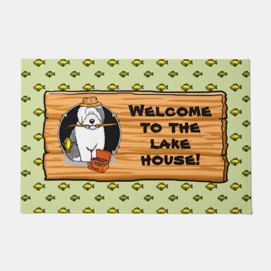 Geviste oude Engelse Sheepdog (Grey 1) Cute Funny Deurmat (Voorkant)