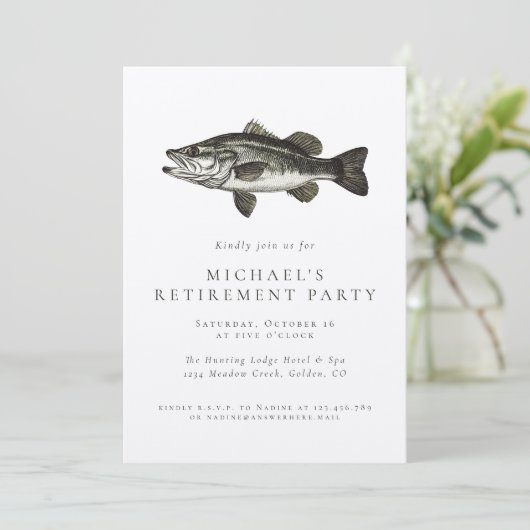 Geviste pensionering Elegant Rustieke Bass Fish Pa Kaart (Staand voorkant)