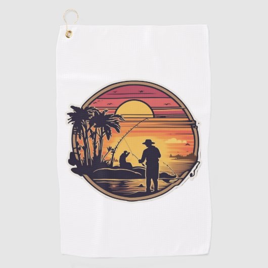 Geviste retro Gevist vis Golfhanddoek (Voorkant)