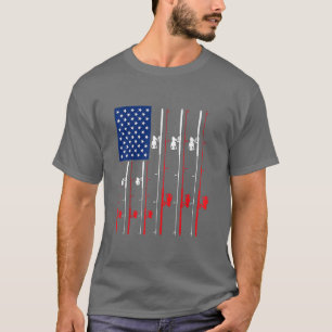Geviste Rij US Flag Cute Fish HuntingGift T-shirt