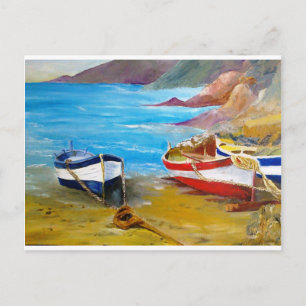 Geviste rijboten briefkaart