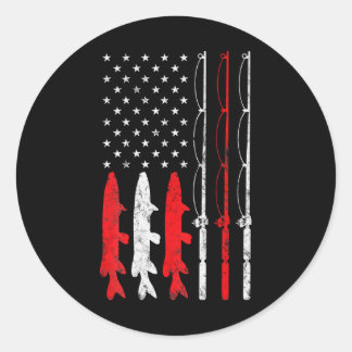 Geviste Rod American vlag Vist vissers Ronde Sticker
