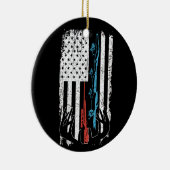 Geviste Rod Hunting Deer American Flag Keramisch Ornament (Rechts)