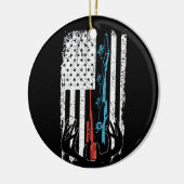 Geviste Rod Hunting Deer American Flag Keramisch Ornament (Links)