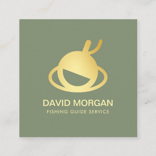 Geviste service Sage Green en Gold Vierkante Visitekaartje (Voorkant)