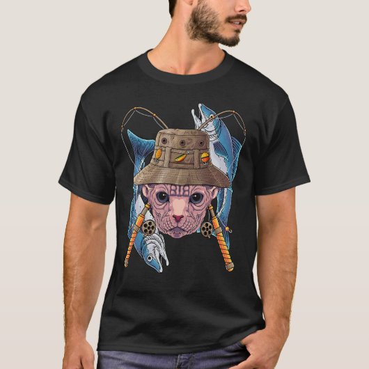 Geviste Sphynx visserij buitenshuis T-shirt (Voorkant)