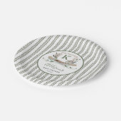 Geviste sticker, preppy vis verjaardagsfeestje sti papieren bordje (Gekanteld)