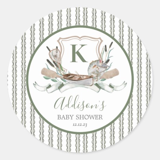 Geviste sticker, preppy vis verjaardagsfeestje sti ronde sticker (Voorkant)