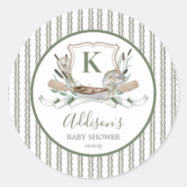 Geviste sticker, preppy vis verjaardagsfeestje sti ronde sticker