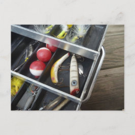 Geviste Tackle Box op houten dek Briefkaart