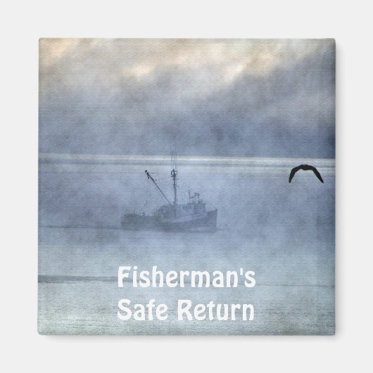 Geviste Trawler & Zeemeeuw Visvissers Cadeaumagnee Magneet (Voorkant)