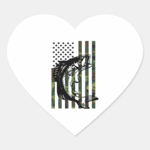 Geviste Tshirt Camouflage Vlag bij Bass Fisher Hart Sticker