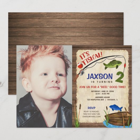 Geviste tweede verjaardag rustic foto buitenshuis kaart (Voorkant / Achterkant)