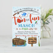Geviste uitnodiging jongen Birthday Party Fish Inv (Staand voorkant)