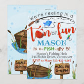 Geviste uitnodiging jongen Birthday Party Fish Inv (Voorkant / Achterkant)
