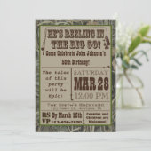 Geviste uitnodiging van 50e verjaardag met Camo (Staand voorkant)