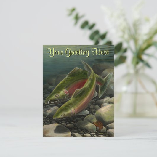 Geviste Uitnodigingen Gepersonaliseerde Zalmkunst  (Staand voorkant)