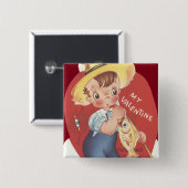 Geviste Valentijn van poolvissen Vierkante Button 5,1 Cm (Voorkant /achterkant)