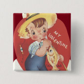 Geviste Valentijn van poolvissen Vierkante Button 5,1 Cm (Voorkant)