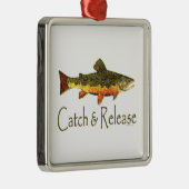 Geviste vangst- en vrijgaveforel metalen ornament (Rechts)