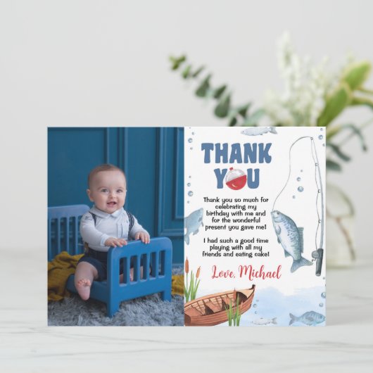 Geviste Verjaardagsfoto Dank u kaart (Staand voorkant)
