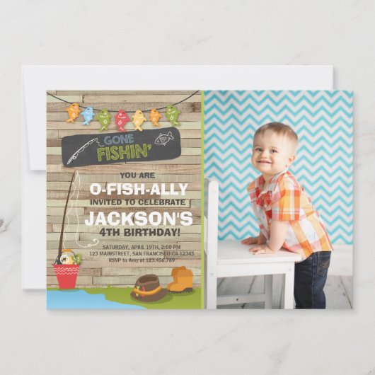 Geviste Verjaardagsuitnodiging Houten Vissende par Kaart (Voorkant)