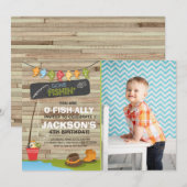 Geviste Verjaardagsuitnodiging Houten Vissende par Kaart (Voorkant / Achterkant)