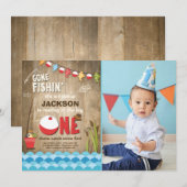 Geviste Verjaardagsuitnodiging Houten Vissende par Kaart (Voorkant / Achterkant)