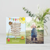 Geviste Verjaardagsuitnodiging Houten Vissende par Kaart (Staand voorkant)