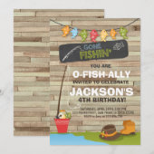 Geviste Verjaardagsuitnodiging Houten Vissende par Kaart (Voorkant / Achterkant)