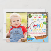 Geviste verjaardagsuitnodiging met foto kaart (Voorkant)