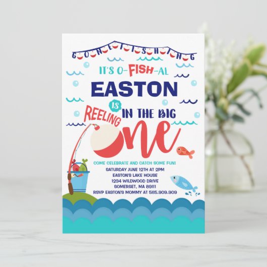 Geviste verjaardagsuitnodiging O-Fish-Ally One Par Kaart (Staand voorkant)