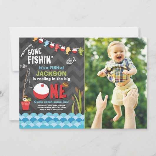 Geviste verjaardagsuitnodiging Reeling The Big One Kaart (Voorkant)
