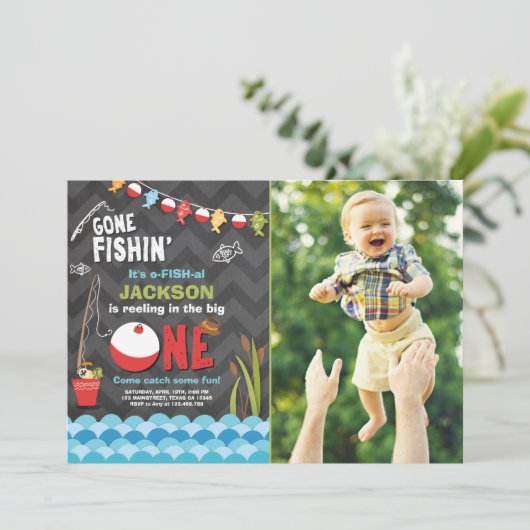 Geviste verjaardagsuitnodiging Reeling The Big One Kaart (Staand voorkant)