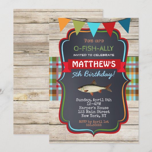 Geviste verjaardagsuitnodigingen kaart (Voorkant / Achterkant)