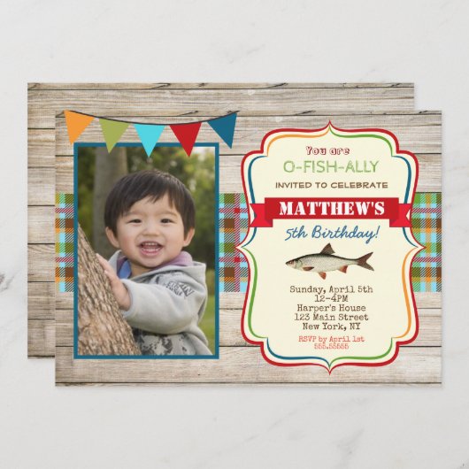 Geviste verjaardagsuitnodigingen kaart (Voorkant / Achterkant)