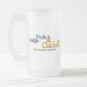 Geviste vis en kip Funny Matglas Bierpul (Links)
