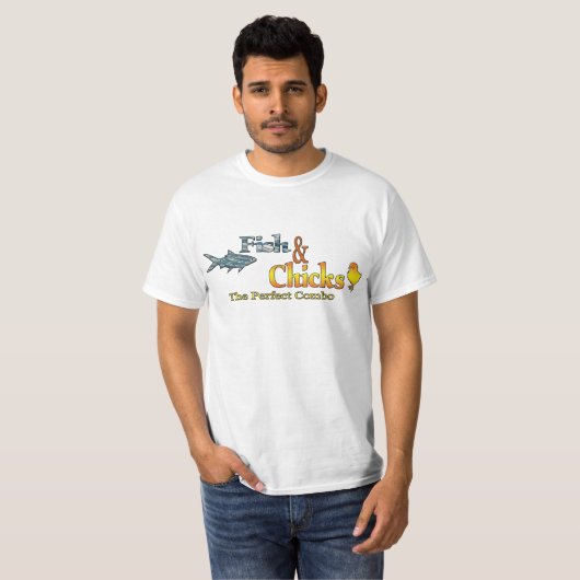 Geviste vis en kip Funny T-shirt (Voorkant volledig)