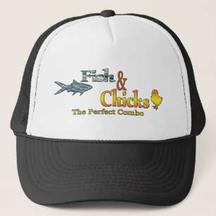 Geviste vis en kip Funny Trucker Pet