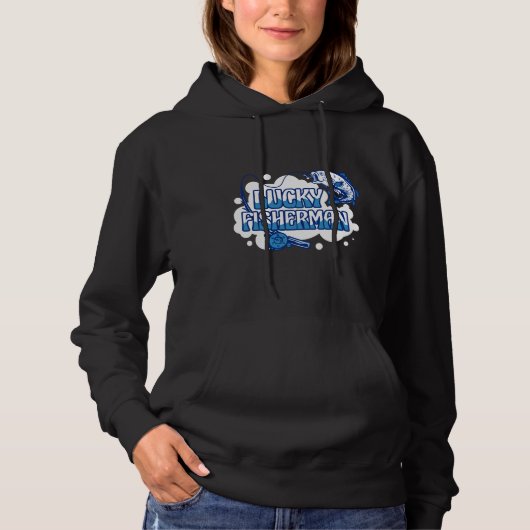 Geviste vis en rod hoodie (Voorkant)