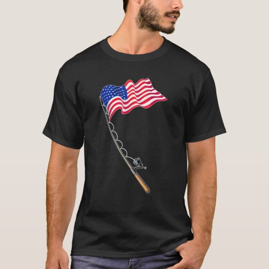 Geviste vis met de Amerikaanse vlag T-shirt (Voorkant)