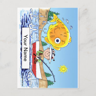 Geviste visserij, visserij - persoonlijke Cartoon Briefkaart