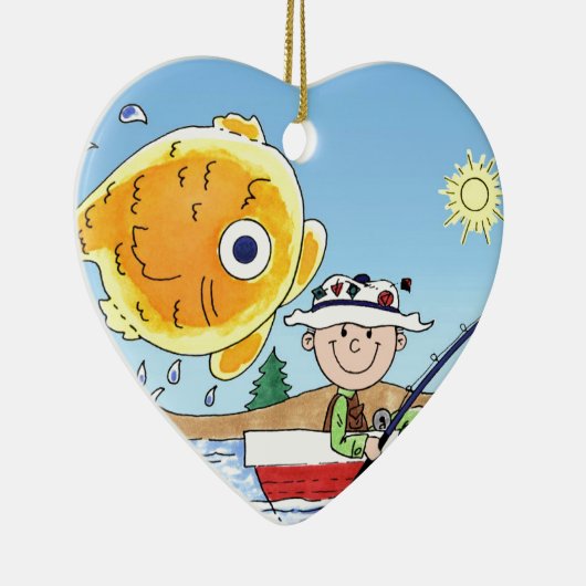 Geviste visserij, visserij - persoonlijke Cartoon Keramisch Ornament (Rechts)