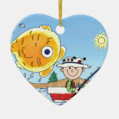 Geviste visserij, visserij - persoonlijke Cartoon Keramisch Ornament (Voorkant)